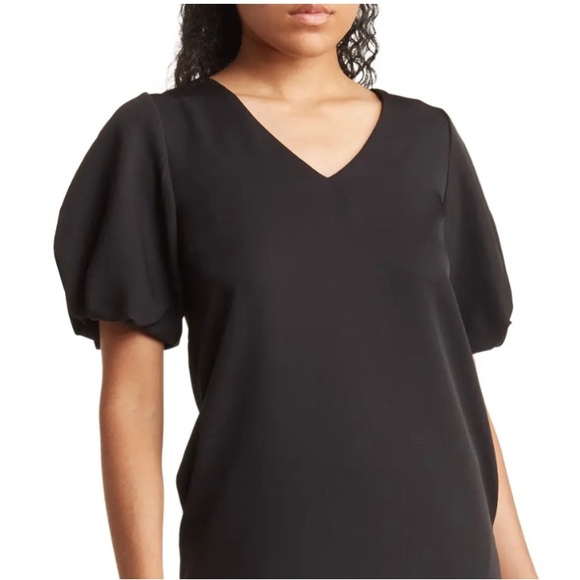 Sam Edelman Puff Sleeve Shift Dress Color Black Size 6 perfect little blk dress - Picture 2 of 5